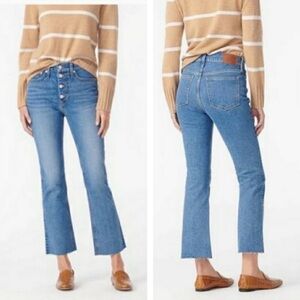 J. Crew 9” Billie Demi Boot Crop Jeans | Light Blue | Raw Hem | Button Fly | NWT